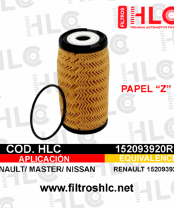 Filtro de elemento aceite 152093920R Papel Z